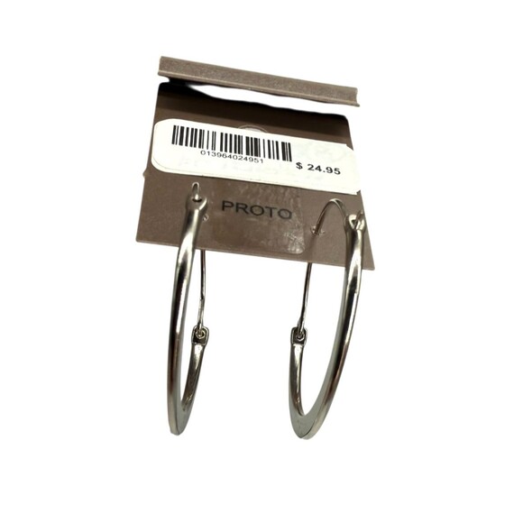 J. Jill Medium Classic Hoop Earrings Silver Tone Tube Hinged Back Polished NEW - Picture 9 of 9